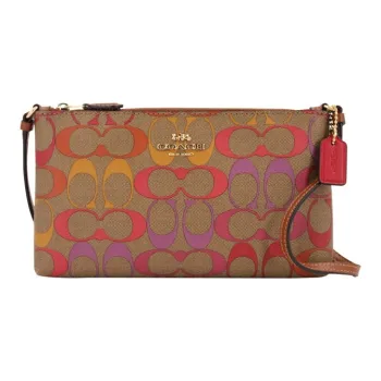 COACH Zip Top Crossbody PVC Mahjong Bag Shoulder Bag Crossbody Bag Small Size Women's Khaki