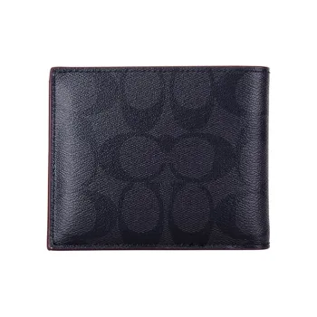 COACH 3 IN 1 Wallet Leather 3 in 1 Wallet Men's Black Gray