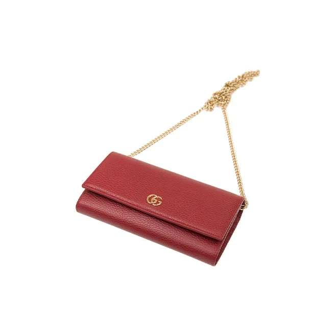 GUCCI GG Marmont Leather Wallet, Crossbody Bag, Shoulder Bag Women's Red-3