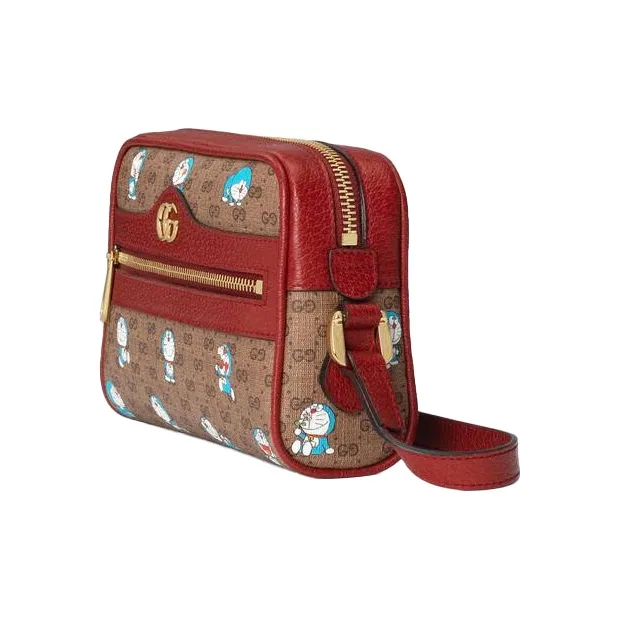 GUCCI Doraemon Collaboration Canvas With Leather Camera Bags Crossbody Bags Shoulder Bags Unisex Brown-1