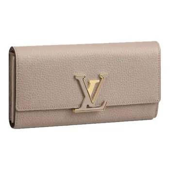 LOUIS VUITTON Capucines Cow Leather Wallet Regular Women's Beige