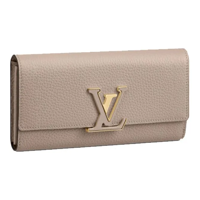 LOUIS VUITTON Capucines Cow Leather Wallet Regular Women's Beige-0