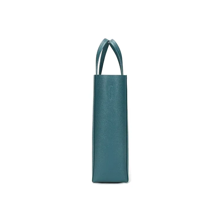 CELINE Cabas Grained Cow Leather Tote Bag Shopping Bag Shoulder Bag Handbag Small Size Women's Gray Blue-2