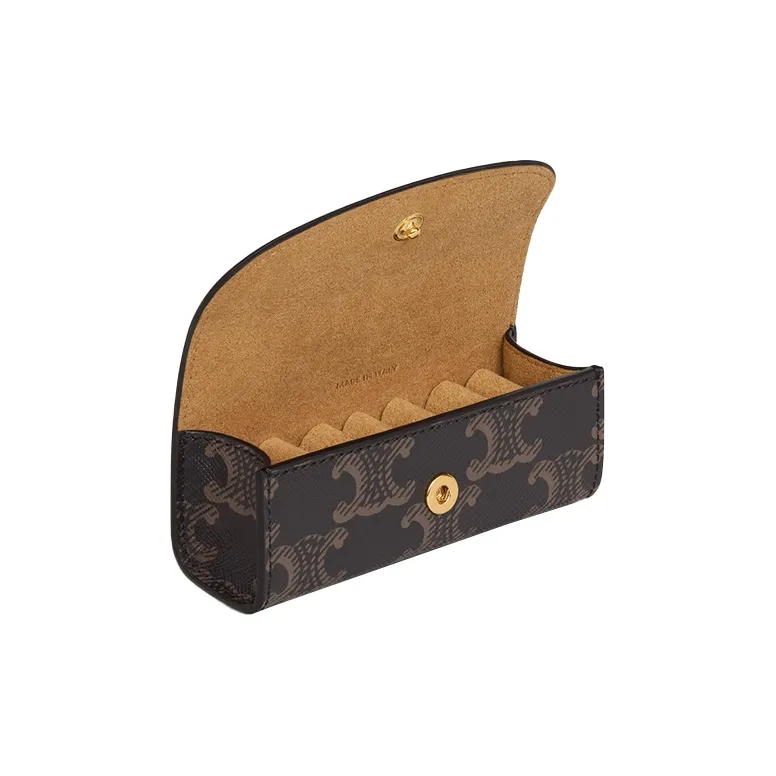 CELINE Triumph Gate Triomphe Canvas Ring Pouch Clutch Unisex Tawny-2