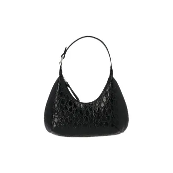 By Far Baby Amber Calfskin Crescent Bag, Handbag, Shoulder Bag, Crossbody Bag Regular Women's Black