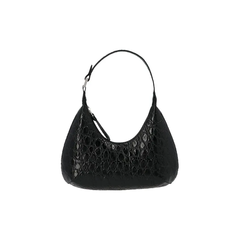 By Far Baby Amber Calfskin Crescent Bag, Handbag, Shoulder Bag, Crossbody Bag Regular Women's Black-0