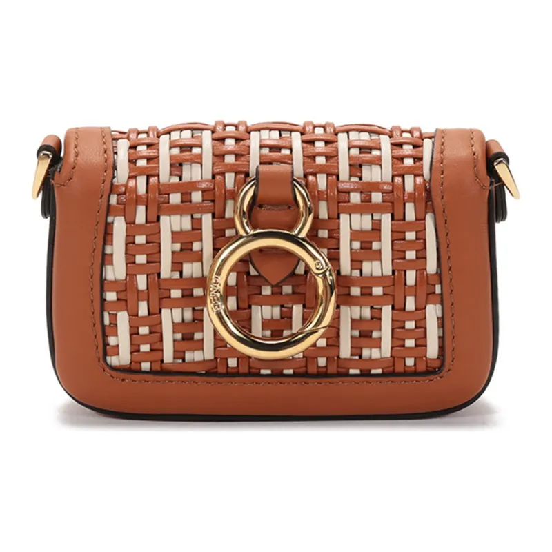 FENDI Baguette Leather Baguette Bag Coin Purses Crossbody Bag Shoulder Bag Women's Brown/White-3