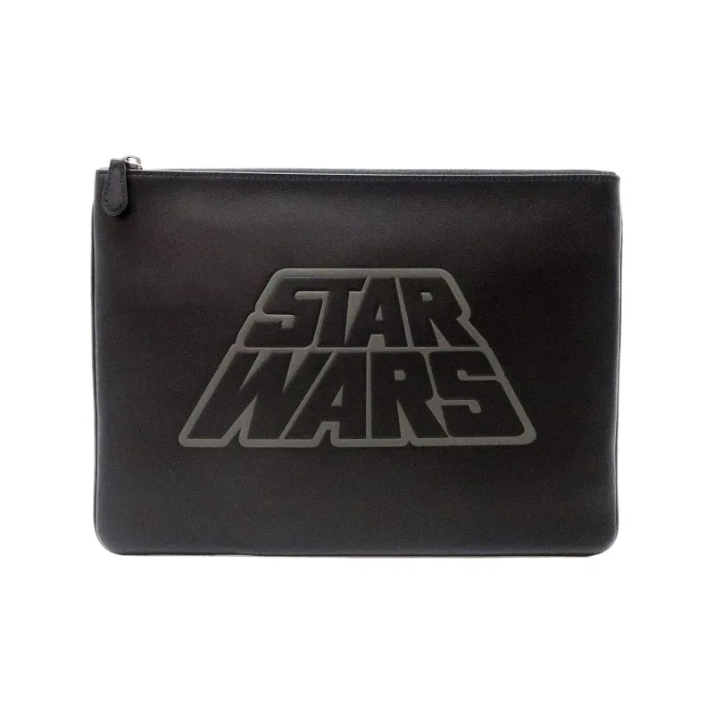 COACH Star Wars Xingji Battle Collaboration Pouch Smooth Finish Calfskin Wallets Clutches Large Size Men's Black-0