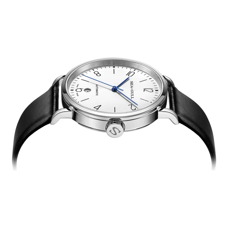 Sea Gull Automatic Mechanical Movement Genuine Leather Strap Watch Men's Watches White Dial-2