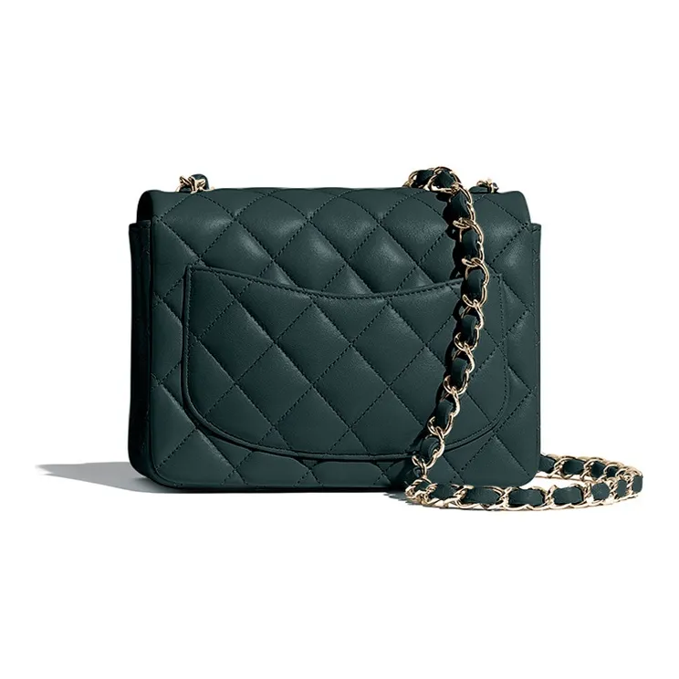 CHANEL Lambskin Shoulder Bag Women's Dark Green-2