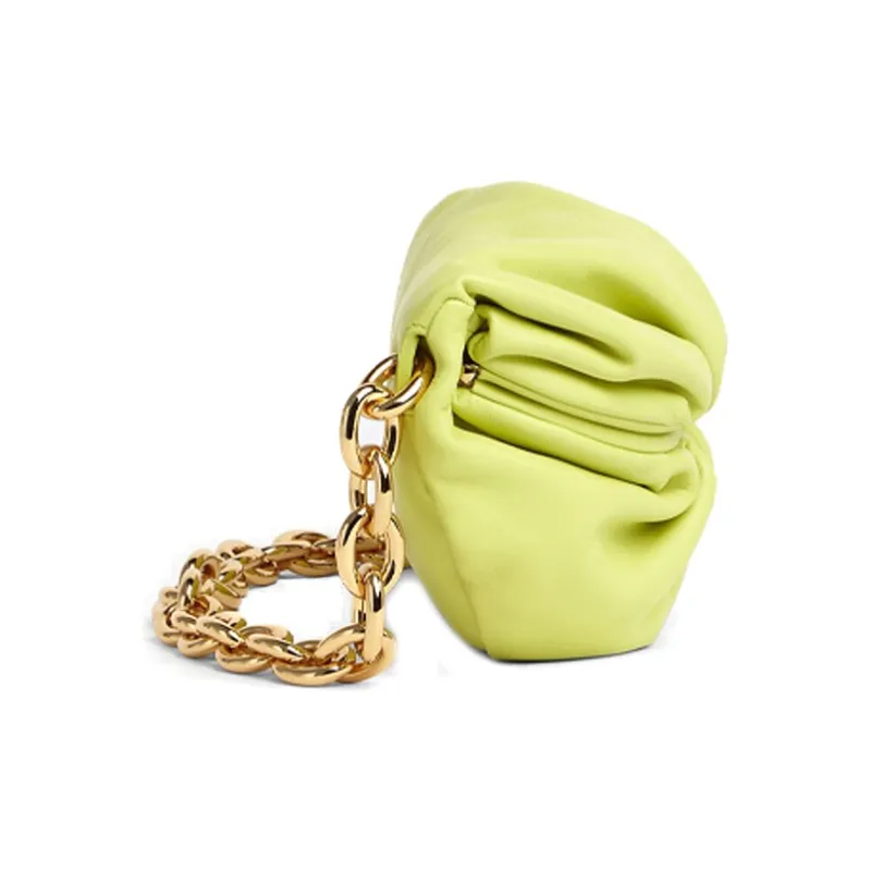 Bottega Veneta Leather Cloud Bag, Shoulder Bag, Clutch Mini Women's Neon Green-1