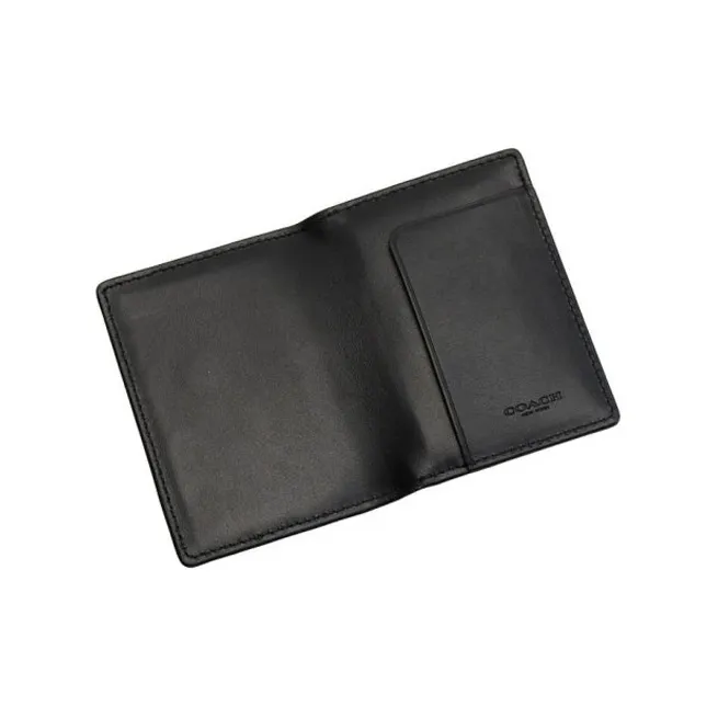 COACH Card Case Leather Money Clip Clutch Wallet Card Holder Men's Black-2