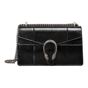 GUCCI Dionysus Snake Skin Chain Shoulder Bag Crossbody Bag Women's Black