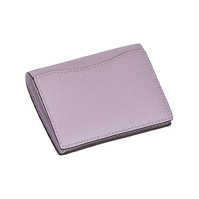 COACH Snap Wallet Leather Purse Card Bag Wallet Small Size Unisex Macaron Purple-2