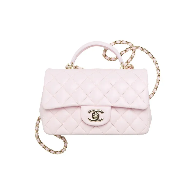 CHANEL Classic Flap CF Lambskin Shoulder Bag, Crossbody Bag, Handbag Women's Pink-0