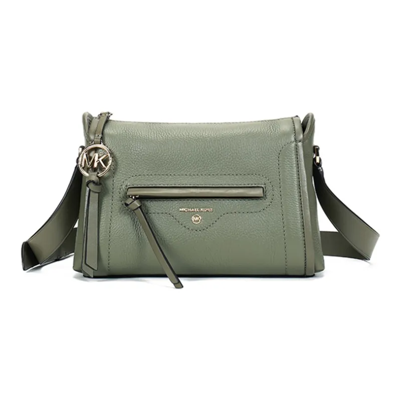 MICHAEL KORS Carine Leather Crossbody Bags Shoulder Bags Large Size Women's Army Green-0