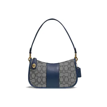 COACH Swinger Fabric With Leather Mahjong Bag Shoulder Bag Crossbody Bag Women's Marine Blue