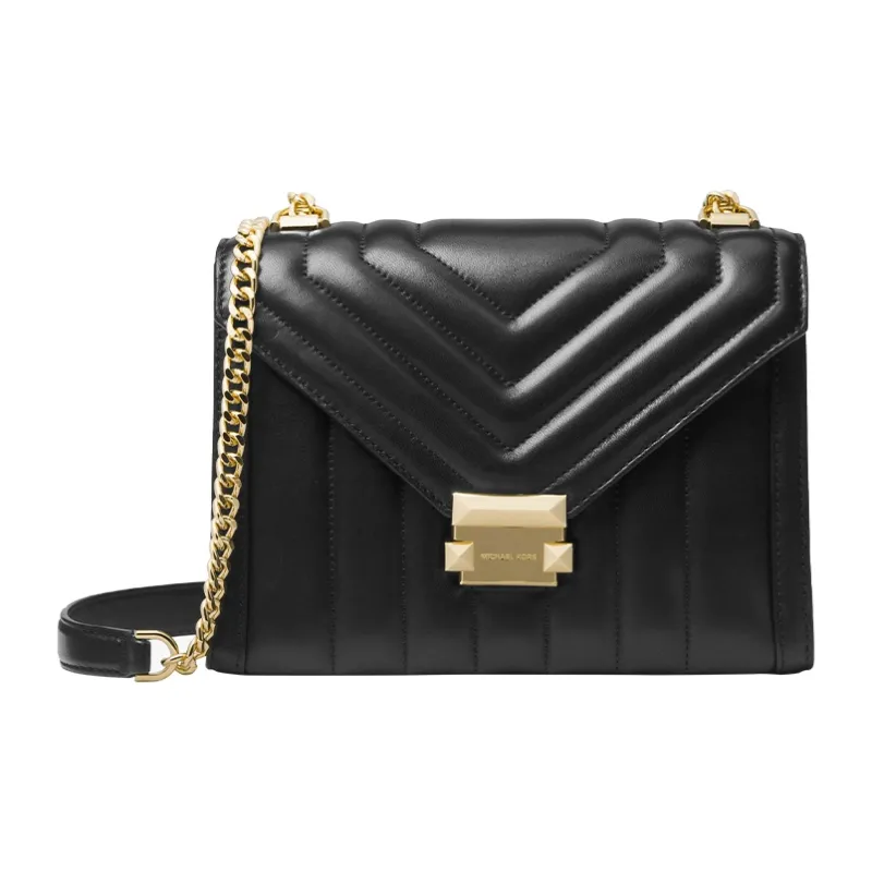 MICHAEL KORS Whitney Sheepskin Envelope Bag, Shoulder Bag, Crossbody Bag Tubas Women's Pure Black-3