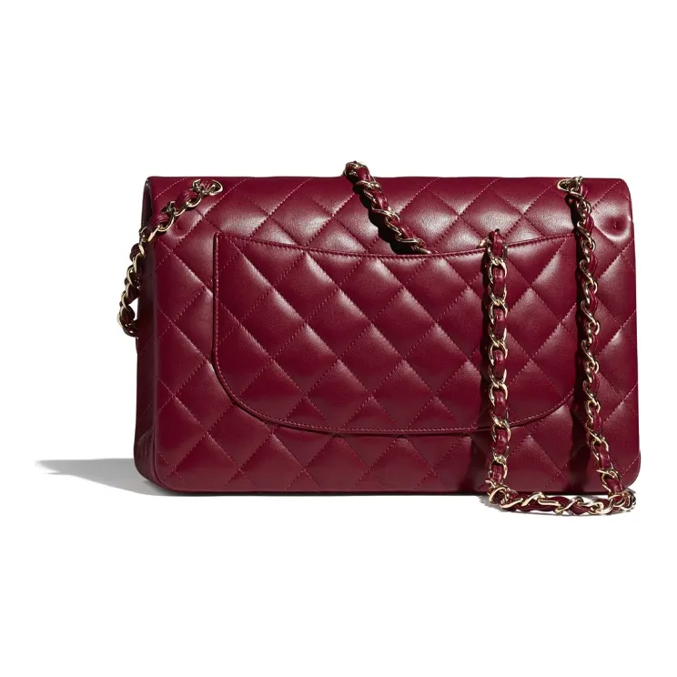 CHANEL Classic Flap CF Sheepskin Shoulder Bag, Crossbody Bag Tubas Women's Burgundy-1