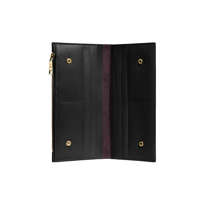 COACH Snap Wallet Calfskin Wallet Women's Black-1