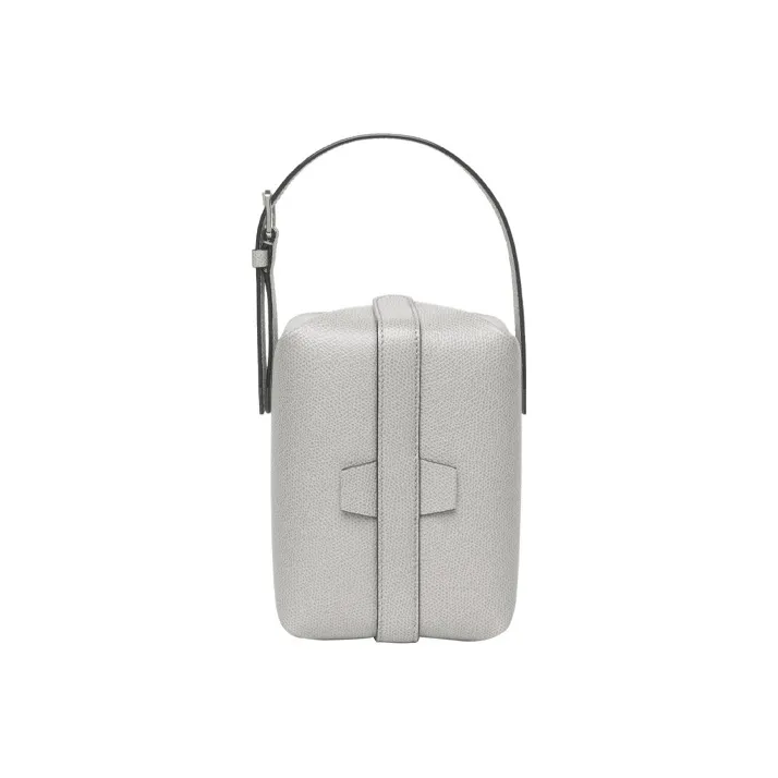 Valextra Tric Trac Calfskin Box Bag One Shoulder Handbag Crossbody Bag Women's Smoke Gray-3