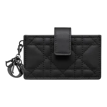 DIOR Cow Leather Card Holder Card Holder Women's Black