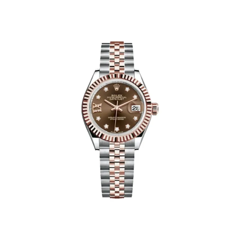 ROLEX Women's Apparel Log Series Automatic Mechanical Movement Women's Watch 28mm Coffee Watch Dial Oystersteel Case-0