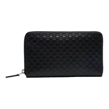 GUCCI GG Cow Leather Clutch Wallet Men's Black