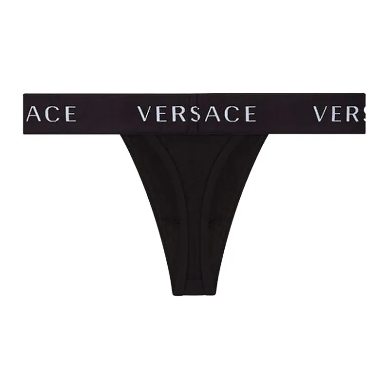 VERSACE Logo Waistband Thongs-1