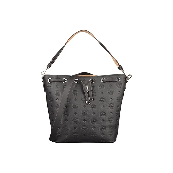 MCM Essential Visetos Origina Artificial Leather Bucket Bag, Shoulder Bag, Crossbody Bag Women's Black-0