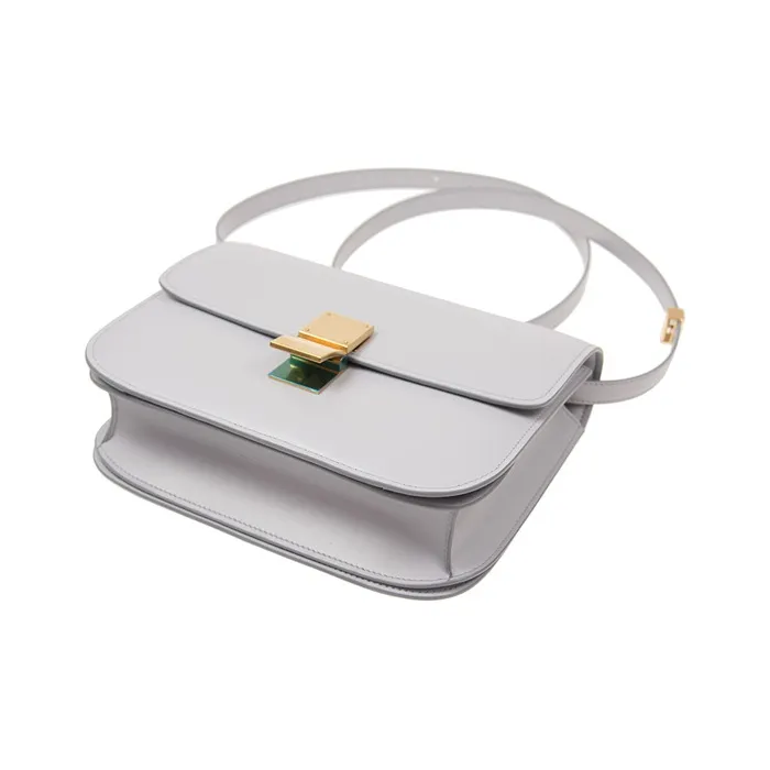CELINE Classic Bo Cow Leather Tofu Cube Bag Shoulder Bag Crossbody Bag Medium Size Women's Gray-3
