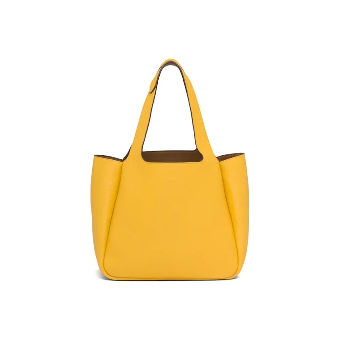 PRADA Dynamique Calfskin Tote Bag Shopping Bag Handbag Women's Caramel Yellow-2