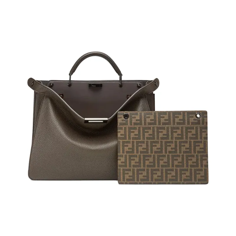 FENDI Peekaboo ISeeU Leather Tote Bag Shopping Bag Shoulder Bag Crossbody Bag Handbag Medium Size Men's Brown-1