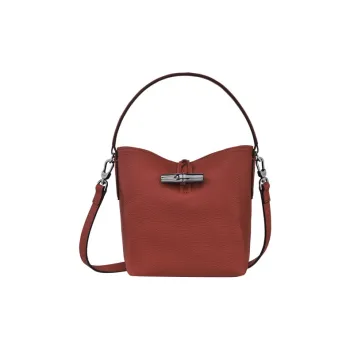 LONGCHAMP Cow Leather Bucket Bags One Shoulder Handbags Small Size Women's Red