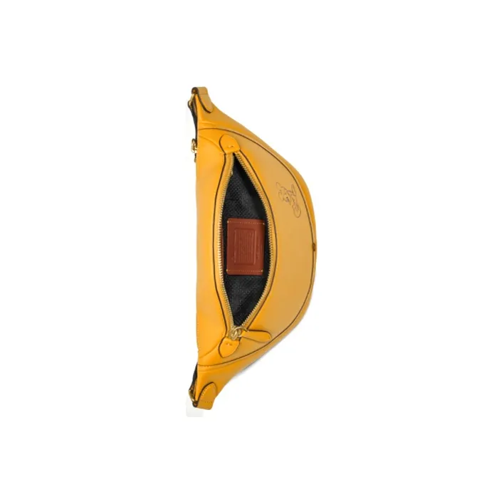 COACH League Leather Crossbody Bag Sling Bag Fanny Pack Large Size Women's Saffron-2