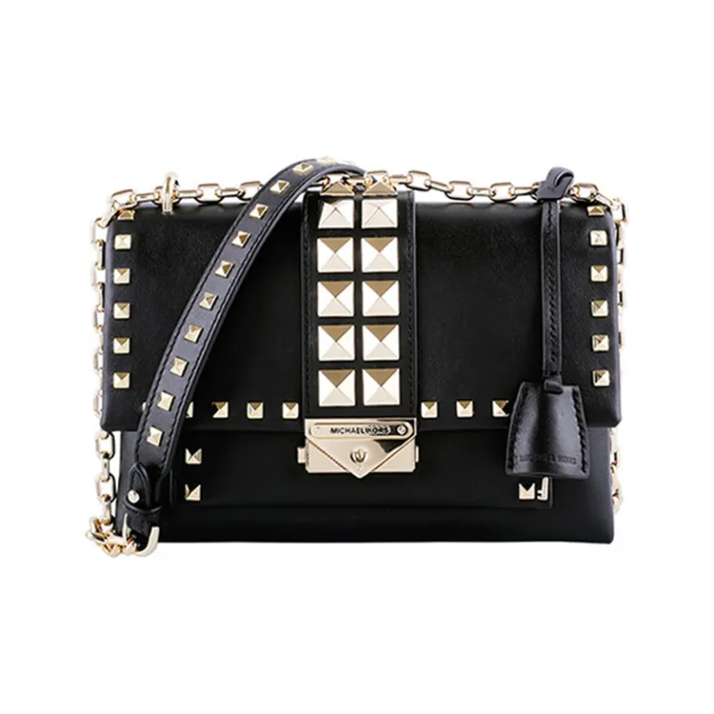 MICHAEL KORS Cece Leather Shoulder Bag, Crossbody Bag Medium Size Women's Pure Black-0