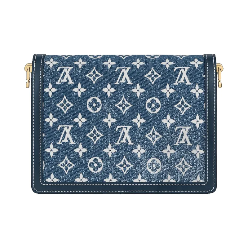 LOUIS VUITTON Dauphine Denim Daphne Handbag Shoulder Bag Medium Size Women's Blue-4