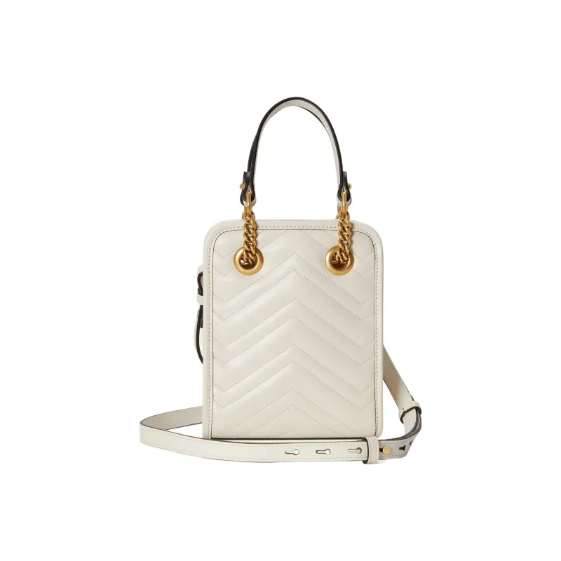 GUCCI Marmont Leather Tote Bag Shopping Bag Handbag Shoulder Bag Crossbody Bag Mini Women's White-2