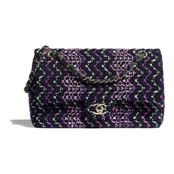 CHANEL Woven Cotton & Metal Flap Bag, Handle Chain, Shoulder Bag Women's