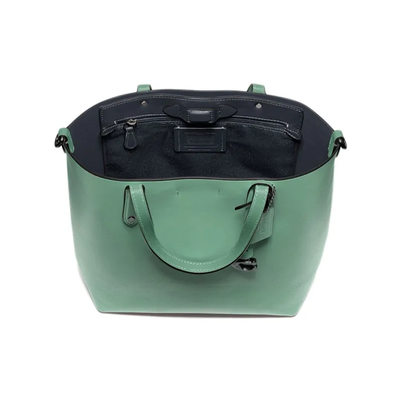 COACH Central Cow Leather Tote Bag Shopping Bag Shoulder Bag Handbag Medium Size Women's Green-2