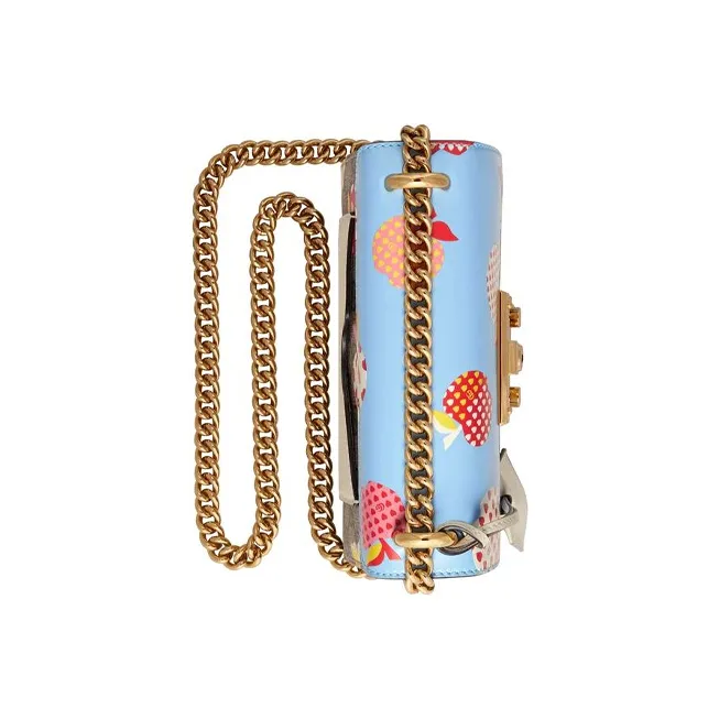 GUCCI Padlock Canvas With Leather Box Bag, Shoulder Bag, Crossbody Bag Trumpets Women's Blue/Ebony-4