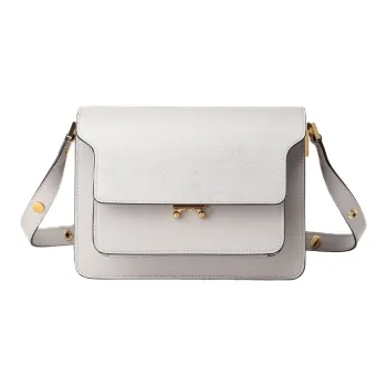 MARNI TrunkSaffiano Cow Leather Trunk Bag, Shoulder Bag Women's White