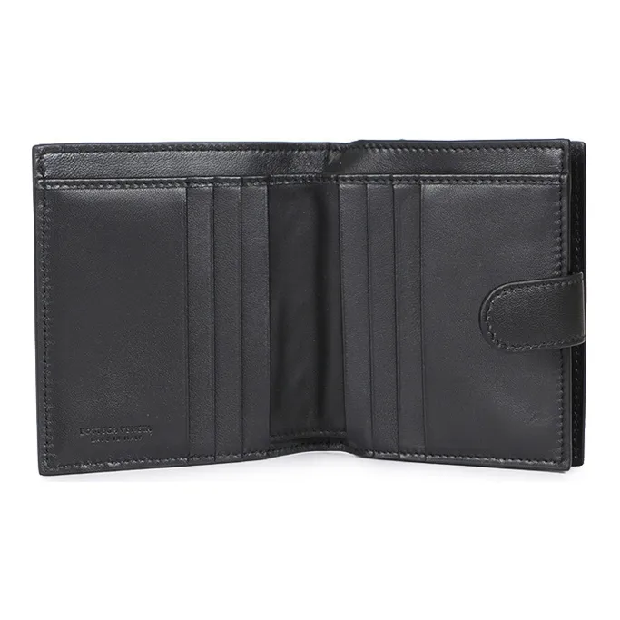 Bottega Veneta Intrecciato Cow Leather Wallet Unisex Black-4