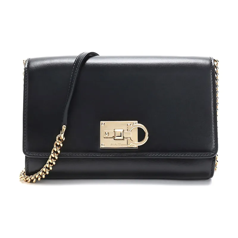 FERRAGAMO Cow Leather Crossbody Bag Women's Black-0