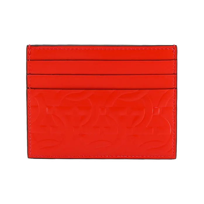 FERRAGAMO Leather Card Holder Card Holder Women's Orange-0