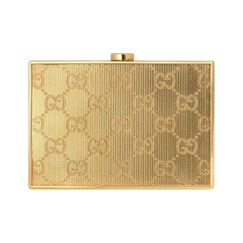 GUCCI Leather Banquet Box Hard Case Clutch Women's Metal-0