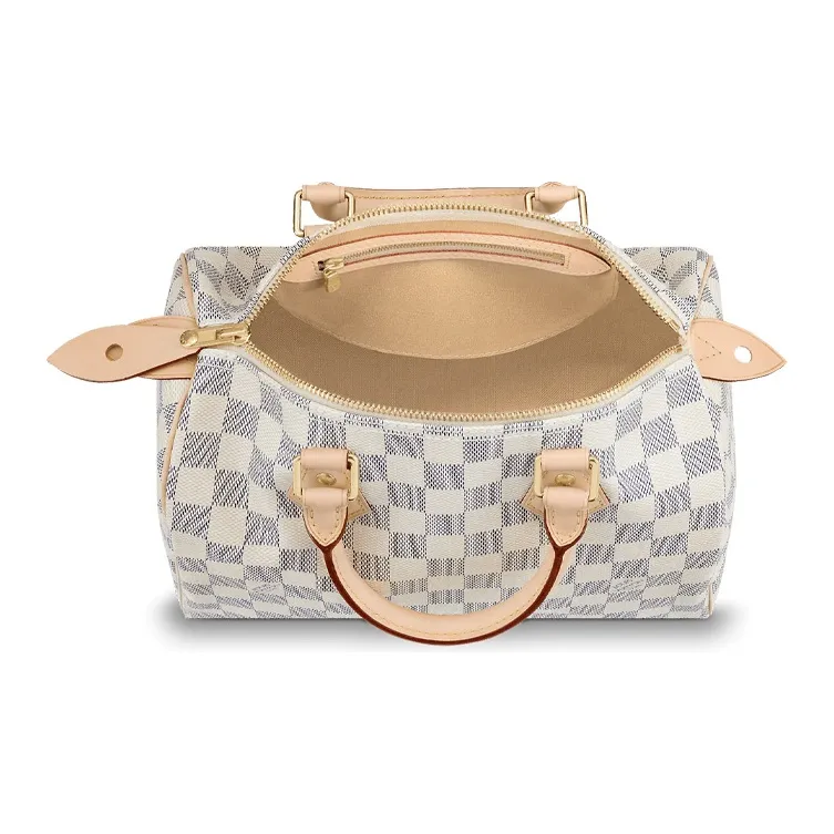 LOUIS VUITTON Speedy Canvas With Leather Shoulder Bag, Crossbody Bag, Handbag 25 Women's White-3