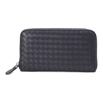 Bottega Veneta Lambskin Long Zip Closure Wallets Men's Blue