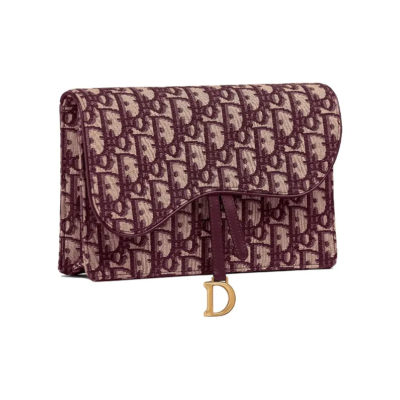 DIOR Saddle Cow Leather Saddle Bag Combo Bag Handheld Shoulder Bag Crossbody Bag Women's Burgundy-1