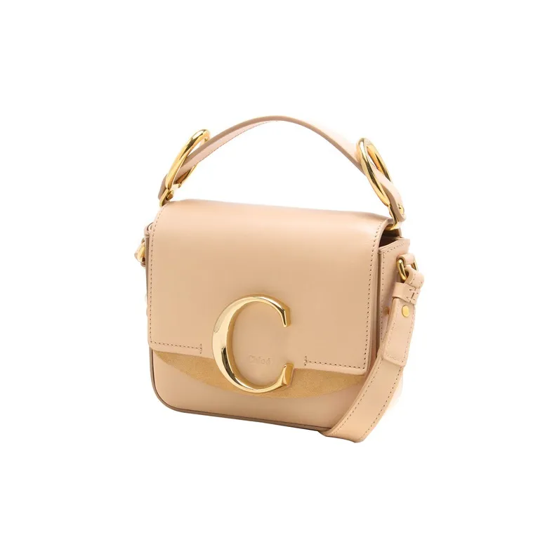 Chloe Calfskin Shoulder Bag, Crossbody Bag, Handbag Mini Women's Pink Apricot-1
